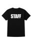 60 Pieces Unisex Cotton Staff Printed T Shirt Black With White Print Back And Front Size Small - Event Personnel Tees