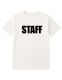 24 Pieces Unisex Cotton Staff Printed T Shirt White With Black Print Back And Front Size Large - Event Personnel Tees
