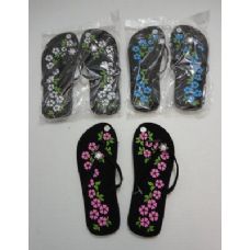 Wholesale Footwear Ladies Flip Flops With Printed Flowers