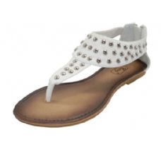 Wholesale Footwear Ladies Stud Sandal White