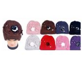 Ladies Knit Hat With Flower