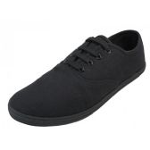 Wholesale Footwear Men's Lace Up Casual Canvas Shoes ( *black Color ) *open Stock