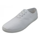 Wholesale Footwear Men's Lace Up Casual Canvas Shoes In White