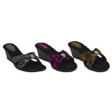 Wholesale Footwear Ladies Wedge Polka Dot Strap Bow With Rhinestone Sandal