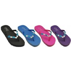 Wholesale Footwear Ladies Color Flip Flop With Stones