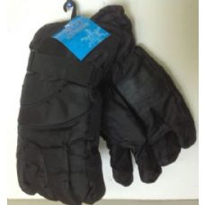 Mens Black Ski Glove Adjustable Velcro Wrist Band