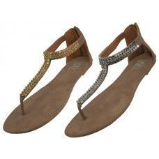 Wholesale Footwear Woman's Micro Suede Rhinestone Sandal