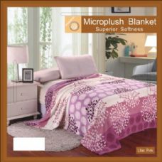 Flower Print Blankets Twin Size Lilac Pink