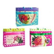 Gift Bag With Button Flower 3 Assorted