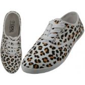Wholesale Footwear Women's Ivory Leopard Print Canvas Shoes