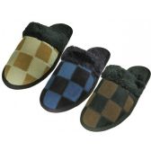 Wholesale Footwear Men's Leather Suede Upper Square Patch With Faux For Cuff Slippers