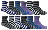 Yacht & Smith Men's Warm Cozy Fuzzy Socks, Stripe Pattern Size 10-13