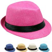 Paper Straw Casual Kid Trilby Fedora Hat Set Mix Color