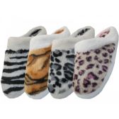 Wholesale Footwear Women's Animal Print Velour With Fur Cuff