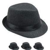 Black Paper Straw Casual Kid Trilby Fedora Hat