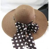 Ladies Polka Dot Ribbon Summer Hat Assorted Colors