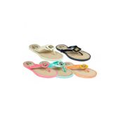 Wholesale Footwear Ladies Fashion Flip Flop With Square Embellished Center