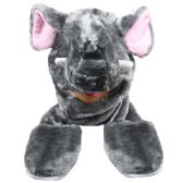 Cute Elephant Animal Character Builtin Paws Mittens Hat