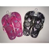 Wholesale Footwear Ladies Butterfly Printed Flip Flops (assorted Colors)
