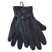 Winter Men Ski Gloves Black With Adjustable Strap