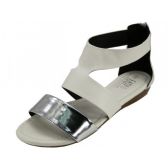 Wholesale Footwear Women's Metallic Trap Sandals White Color Only
