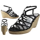 Wholesale Footwear Women's Trappy With 3 3/4" Wedge Buckle Strap Sandals (black Color Only)