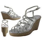 Wholesale Footwear Women's Trappy With 3 3/4" Wedge Buckle Strap Sandals (silver Color Only)