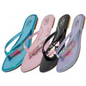 Wholesale Footwear Women's Embroidery Sequin Flip Flops ( Assorted Colors )