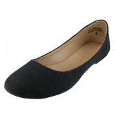 Wholesale Footwear Women's Micro Suede Ballet Flats Black Color Only