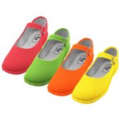 Wholesale Footwear Girls' Cotton Mary Jane Shoes Assorted Neon Color Only