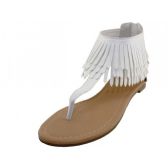 Wholesale Footwear Woman's Fringe Thong Sandals White Size 5-10