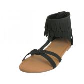 Wholesale Footwear Woman's Fringe Slide Sandals Black Size 5-10