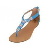 Wholesale Footwear Lady Rhinestone Sandals With Back Zipper Blue Size 5-10