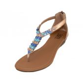 Wholesale Footwear Lady Rhinestone Sandals With Back Zipper Rose Gold Size 6-11