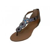 Wholesale Footwear Lady Rhinestone Sandals With Back Zipper Black Size 6-11