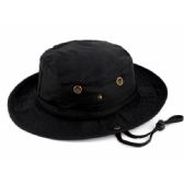 Outdoor Cotton Bucket Hats With Strip In Black