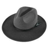 Polyester Felt Fedora With Faux Leather Dark Gray