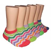 Girls Rainbow Chevron Low Cut Ankle Socks Size 2-4