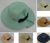 Ladies Woven Summer Hat [puckered Back W Bow]