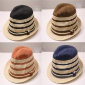 High Quality Paper Straw Fedora Hat Set With Rope Band