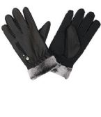 Men Leather Glove With Fur Cuff