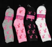 Ladies Crew Socks 9-11 [pink Ribbon]