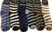Wholesale Footwear Man Fuzzy Socks With Stripes Assorted