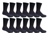 Yacht & Smith Men's Loose Fit NoN-Binding Soft Cotton Diabetic Crew Socks Size 10-13 Black