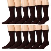 Yacht & Smith Women's Cotton Crew Socks, Solid Brown