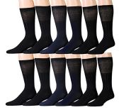 12 Pairs Mens Black Diabetic Socks For Neuropathy, Edema, Circulation, Comfort ,size 10-13