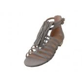 Wholesale Footwear Women's "mixx Shuz" Gladiator With Tassel Flat Sandals Gray Color