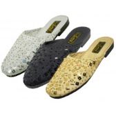 Wholesale Footwear Women's Sequin Sandal Assorted Black Gold And Silver