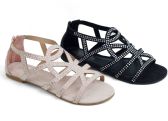 Wholesale Footwear Ladies' Fashion Sandals Size 6-11 In Black