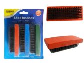 Wholesale Footwear 3pc Shoe Shine Brushes Blue, Red, Green Asst